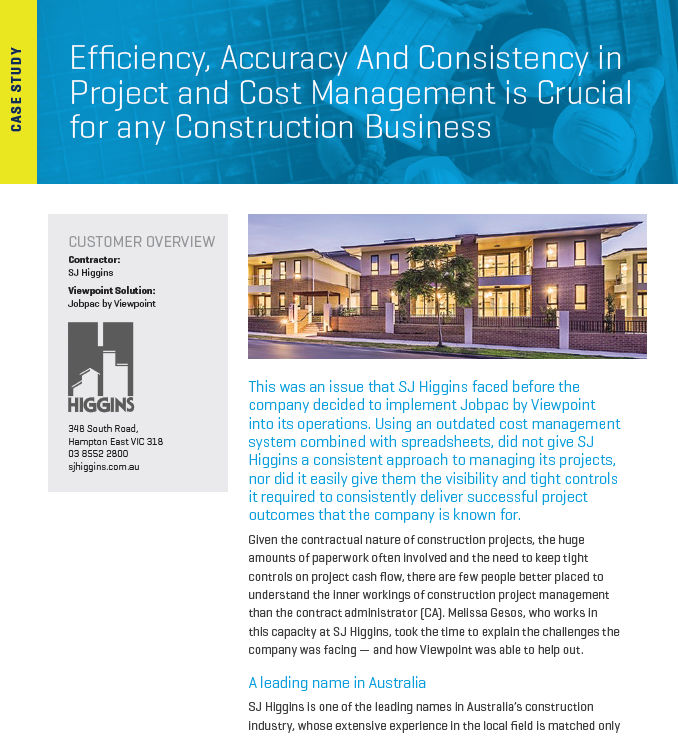 Free Case Study - Efficiency, accuracy and consistency in project and cost management is crucial for any construction business