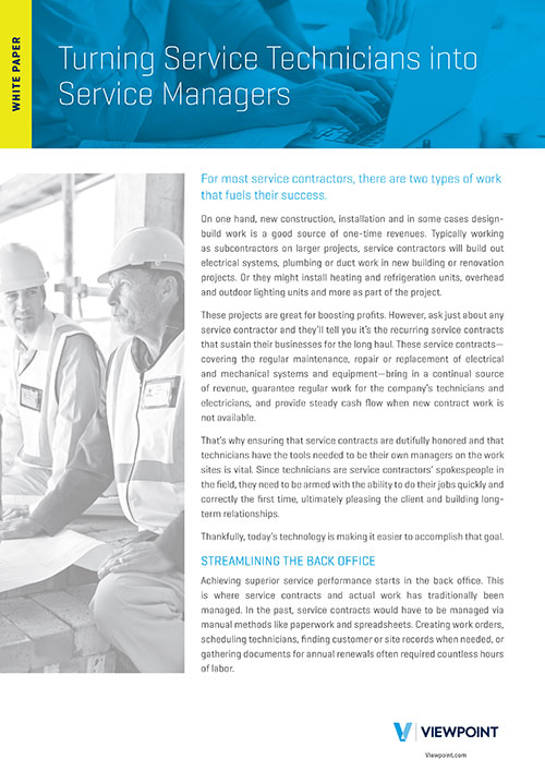 Free Whitepaper - Turning Service Technicians into Service Managers